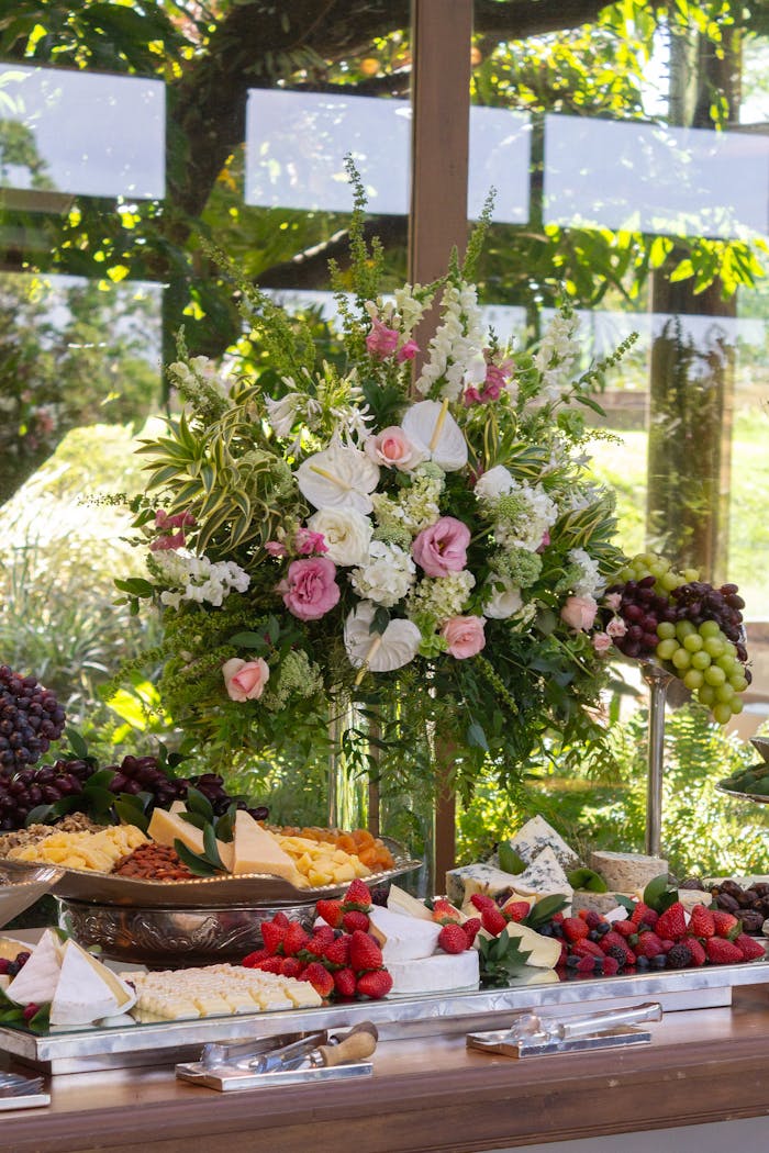 gallery-4 Stunning flower arrangement and fruit decor at a São Paulo event.